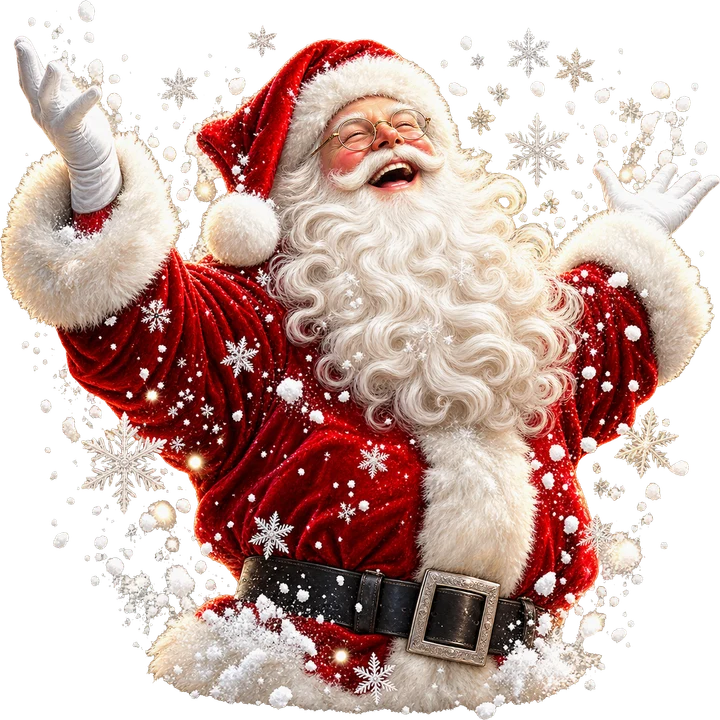 Papá Noel alegre en medio de los copos de nieve — Transfer DTF
