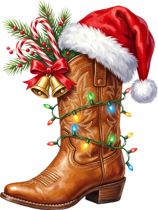 Bota de vaquero con decoración festiva — Transfer DTF