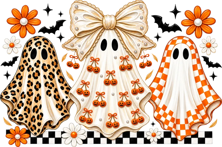 Leopardo, lazo y fantasmas a cuadros — Transfer DTF