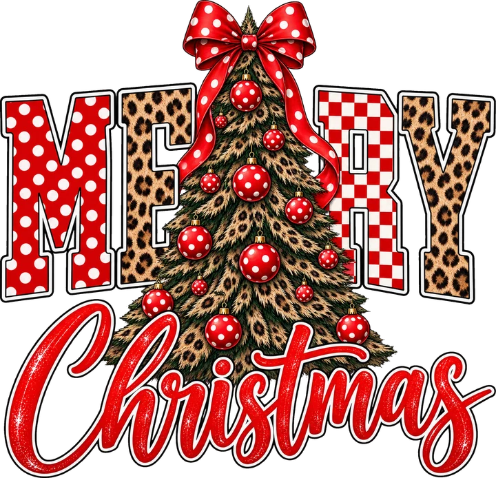 Feliz Navidad, Leopard Tree — Transfer DTF