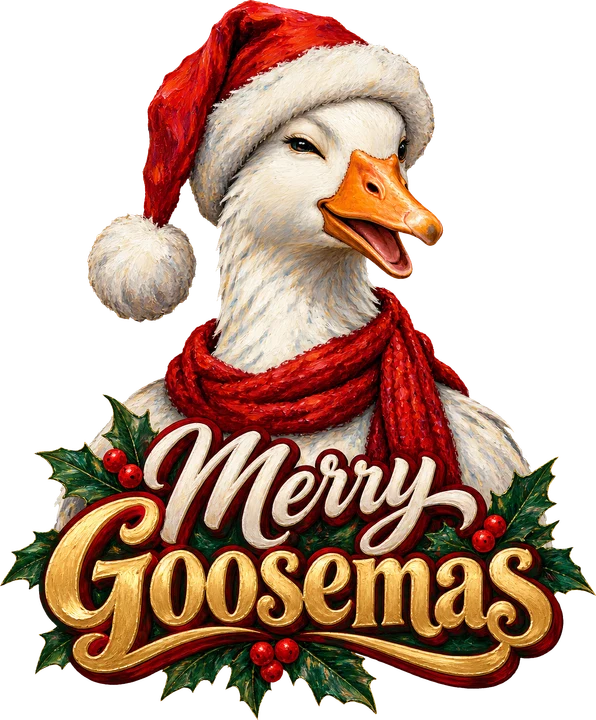 Merry Goosemas bird DTF Transfer