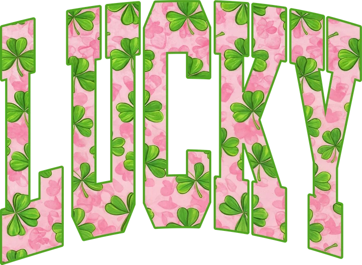 "Lucky Shamrock" na teksto — DTF Transfer