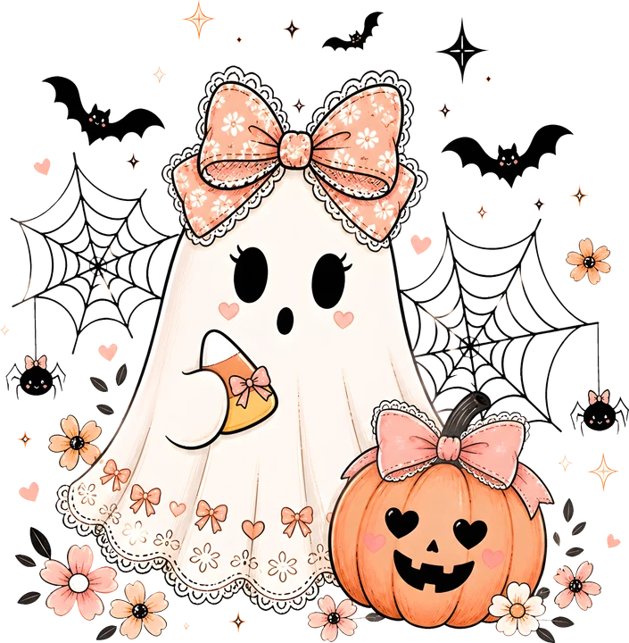 Cute Ghost and Pumpkin DTF Transfer