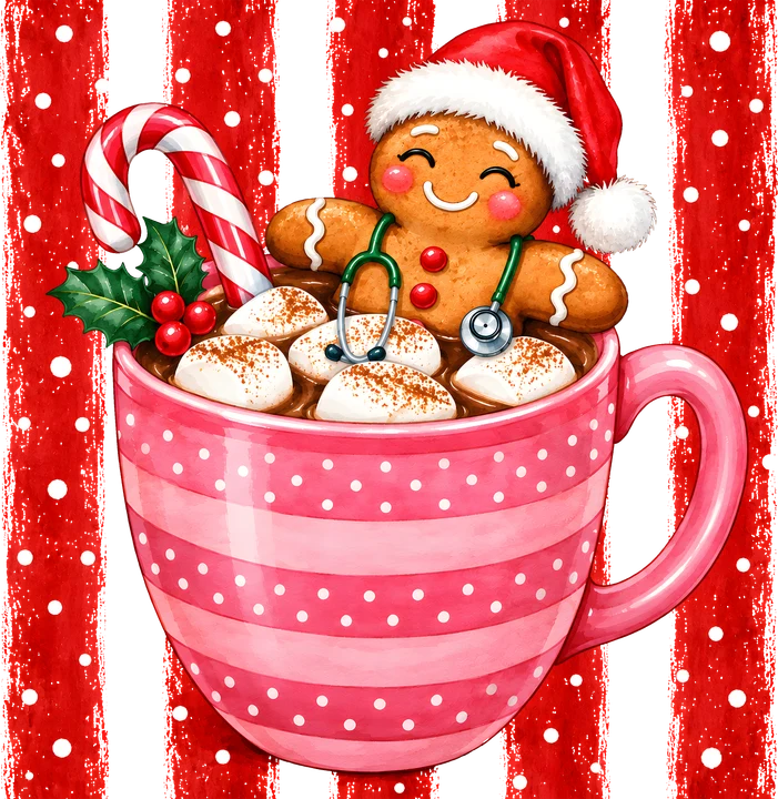 Gingerbread Nurse in Hot Chocolate DTF Transfer