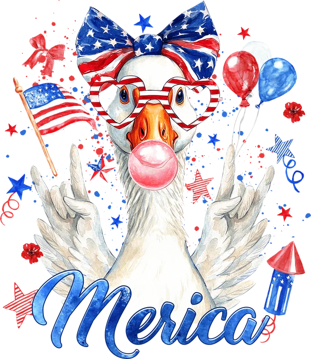 Patriotic bird with Bow DTF Transfer