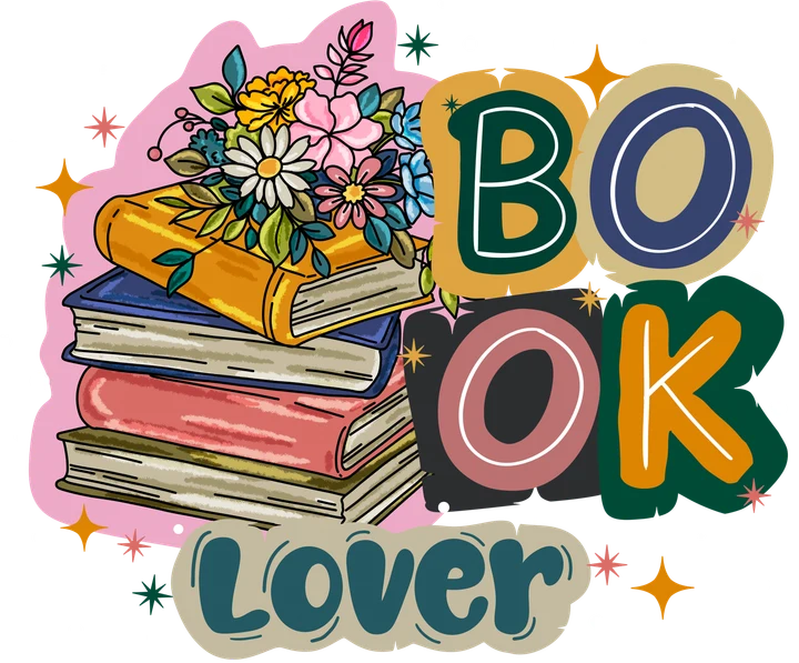 Book Lover with Floral Stack DTF Transfer