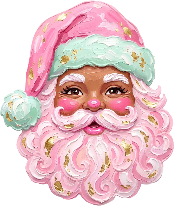 Pink Santa with Gold Accents DTF Transfer