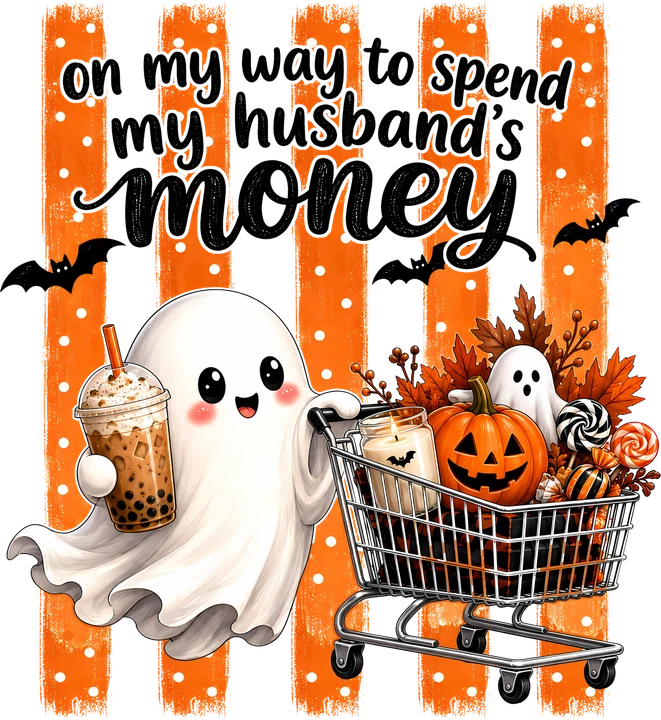 Ghost Shopping for Halloween DTF Transfer