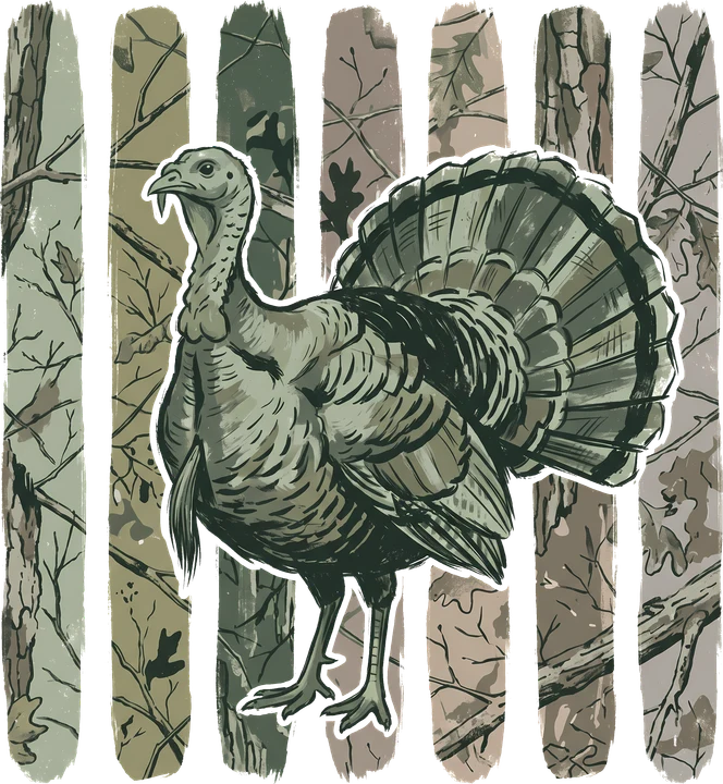 Turkey in Forest Camo DTF Transfer