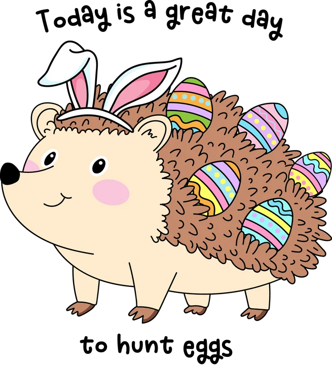 Hedgehog with Easter Eggs DTF Transfer
