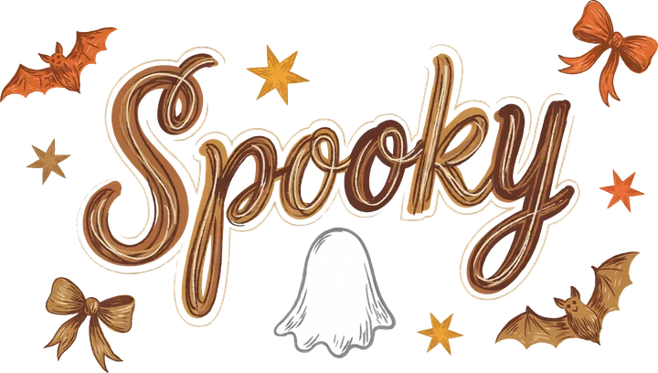 "Spooky" kasama ang mga imahe ng multo at paniki — DTF Transfer