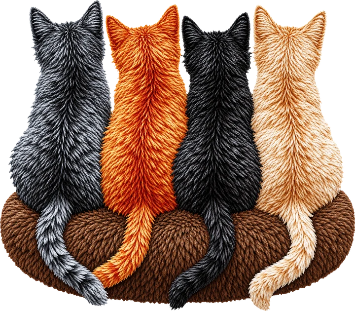 Four Cats Sitting Together DTF Transfer