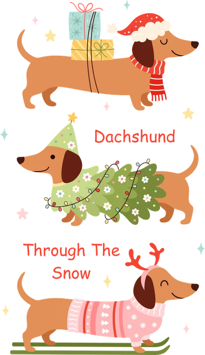 Dachshund Christmas Adventure DTF Transfer