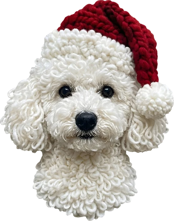White Dog in Santa Hat DTF Transfer