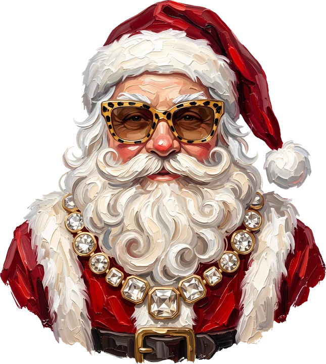 Santa with Leopard Glasses DTF Transfer