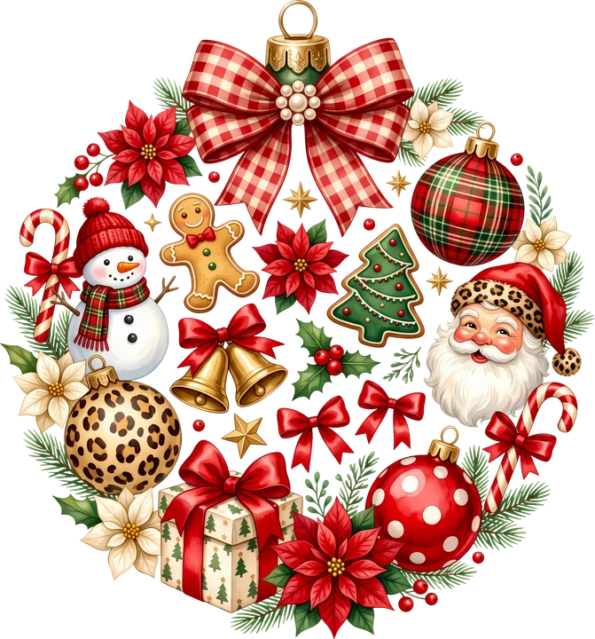 Classic Christmas Wreath DTF Transfer