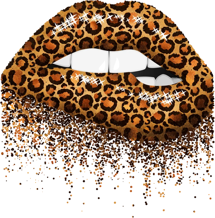 Leopard-Print Lips DTF Transfer