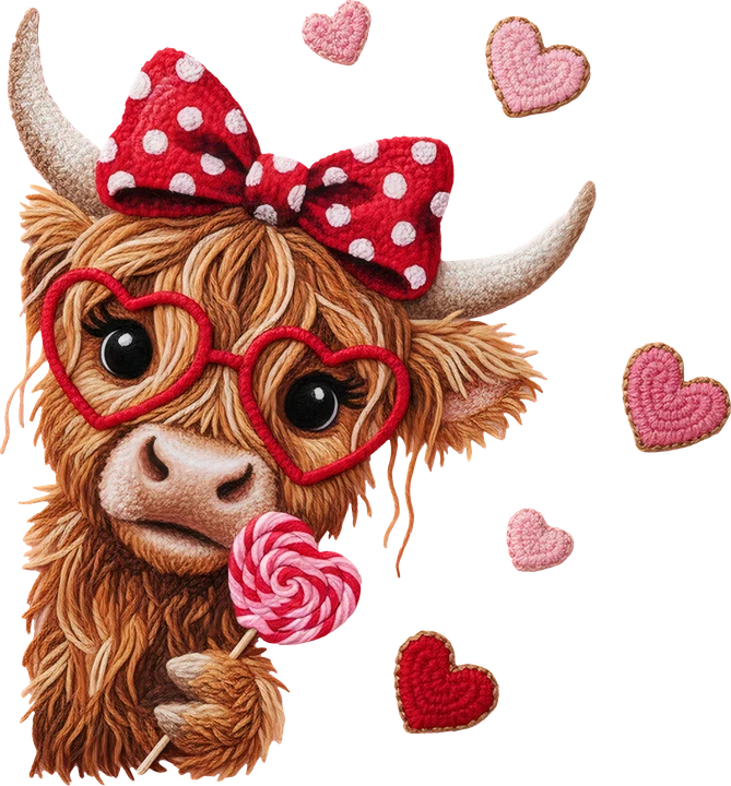 Cute Cow with Hearts DTF Transfer