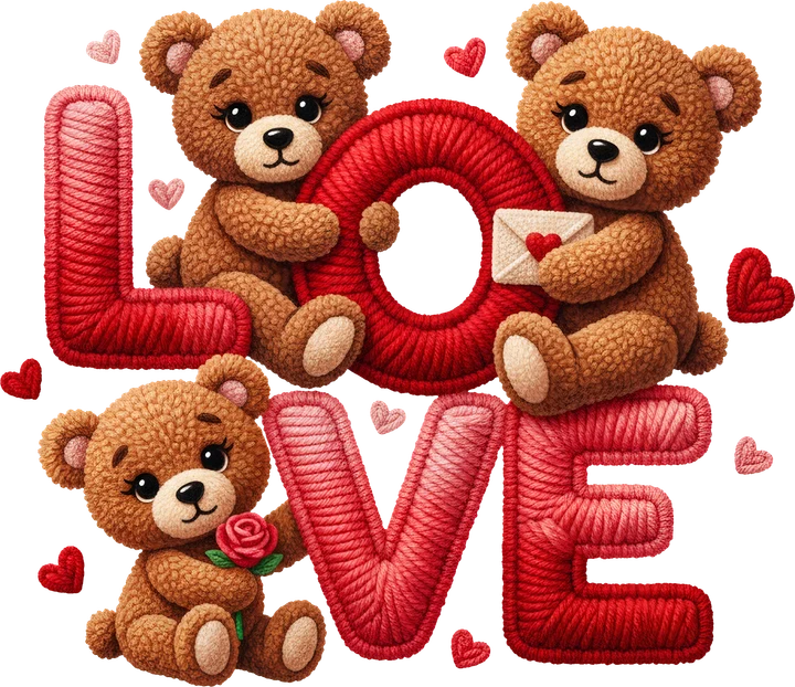 Teddy Bears Holding Love DTF Transfer