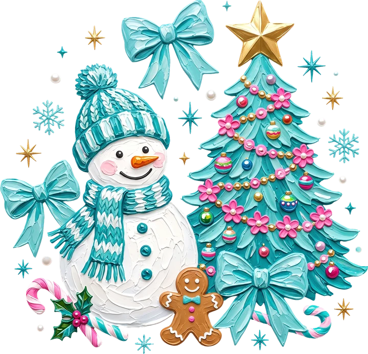 Snowman and Tree DTF Transfer