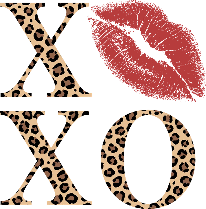 Estampado de leopardo, diseño "XO" (abrazos y besos) — Transfer DTF