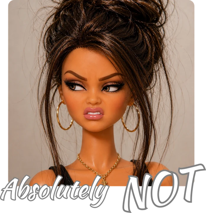 Doll with Bold Hair and Hoops DTF Transfer