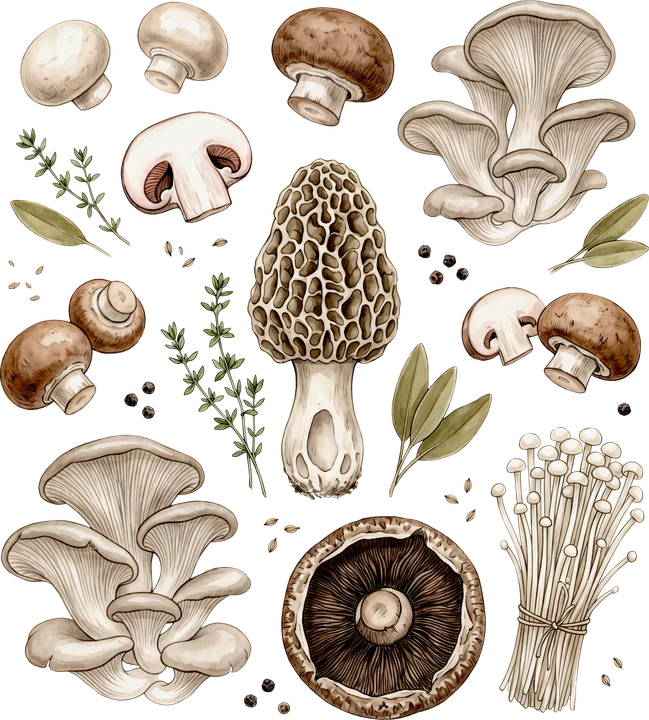 Forest Mushrooms & Herbs DTF Transfer