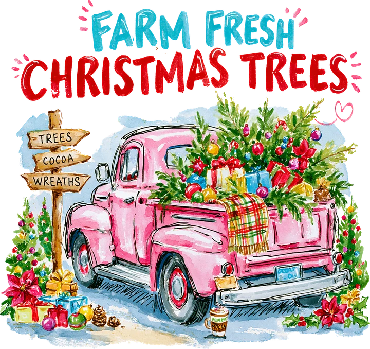 Árboles de Navidad frescos, directamente de la granja — Transfer DTF