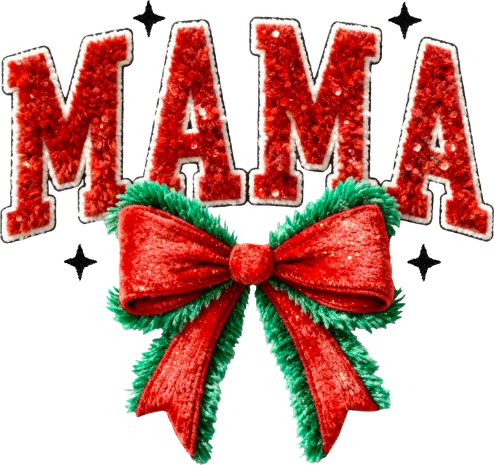 Red Glitter MAMA with Bow DTF Transfer