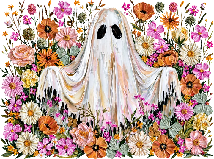 Ghost Among Flowers DTF Transfer