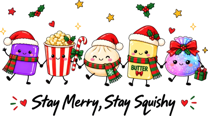Squishy Holiday Friends DTF Transfer