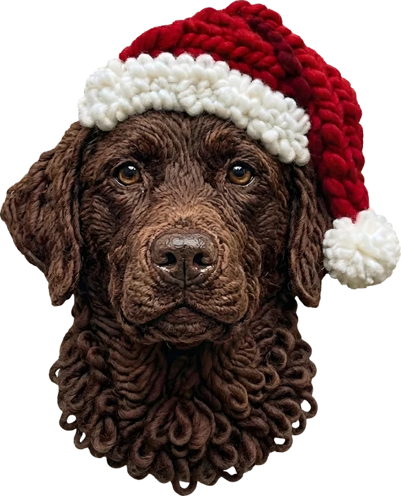 Chocolate Lab in Santa Hat DTF Transfer