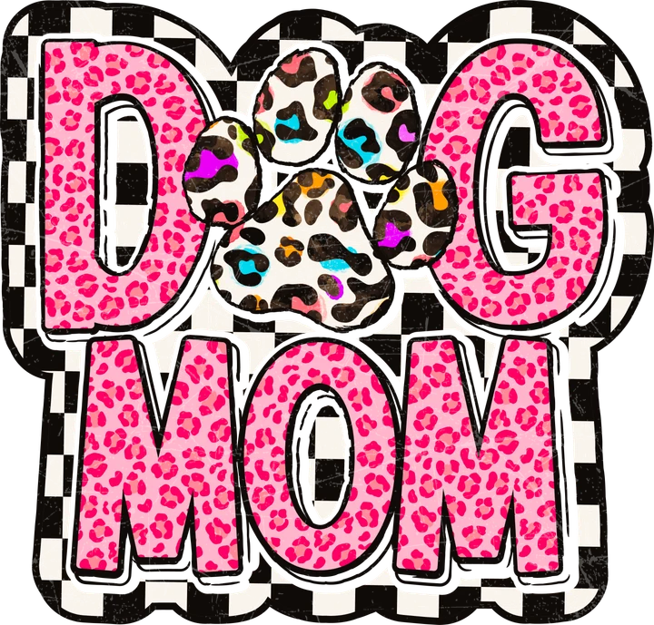 Dog Mom with Leopard Print DTF Transfer