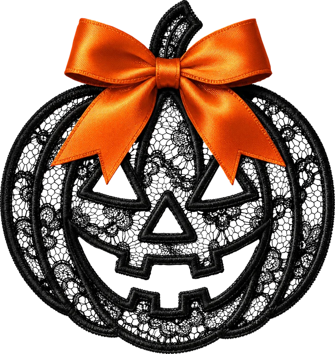 Calabaza de encaje con lazo naranja — Transfer DTF