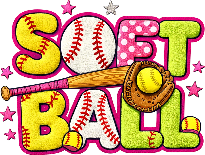 Softball Stars and Gear DTF Transfer