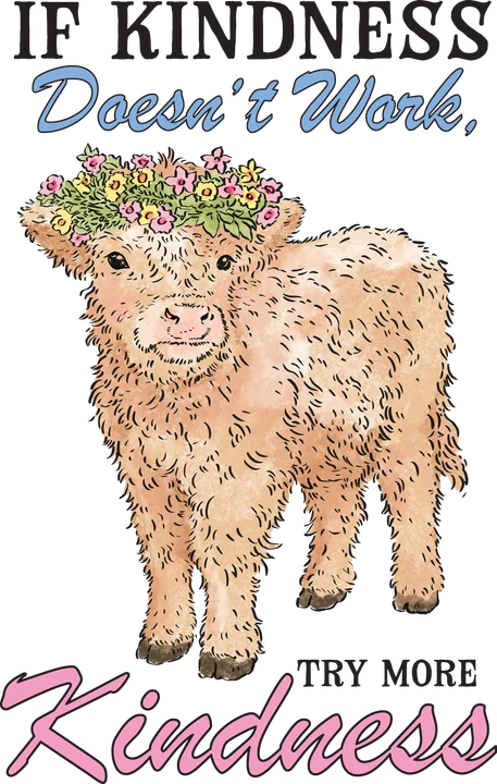 Cute Cow with Flower Crown DTF Transfer