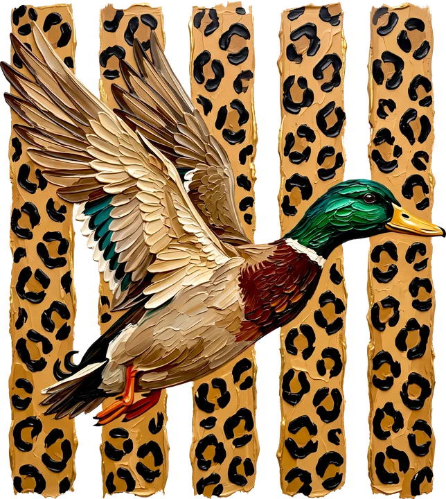 Mallard bird with Leopard Print DTF Transfer
