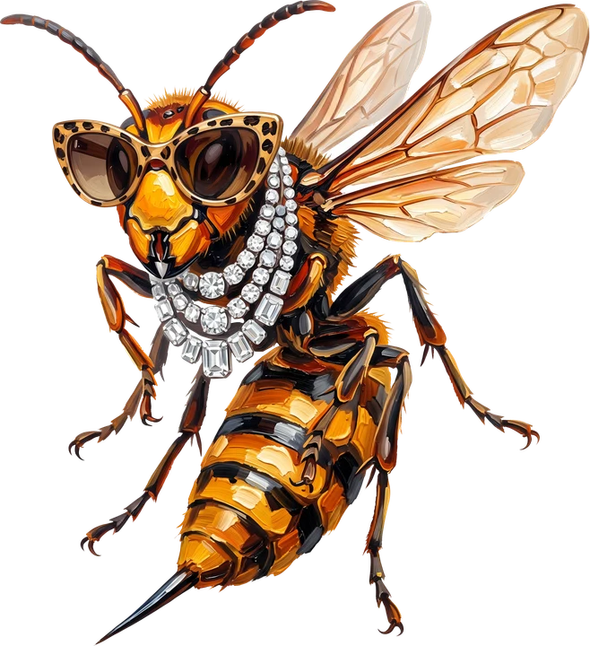 Glamorous Bee with Jewelry DTF Transfer