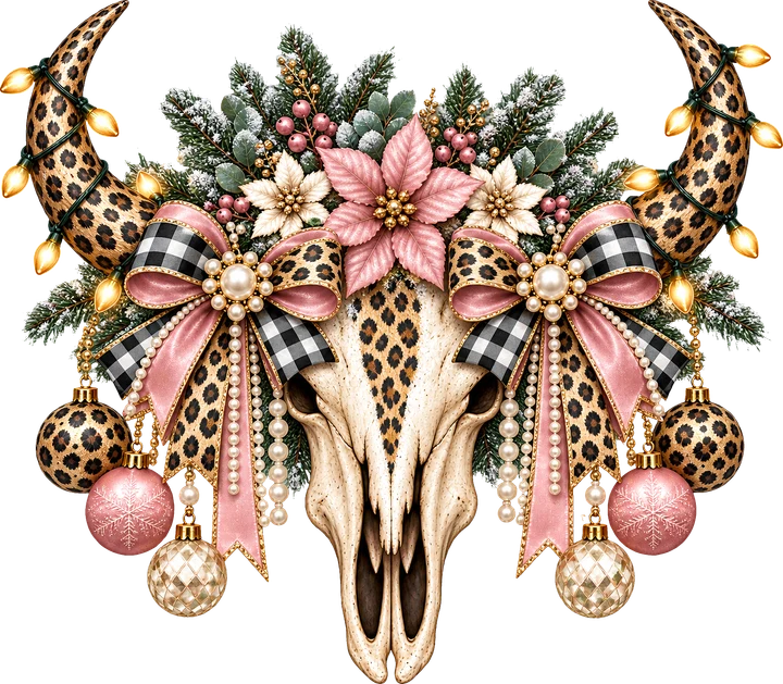 Leopard Skull Christmas Decor DTF Transfer