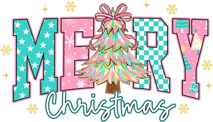 Merry Christmas Tree DTF Transfer