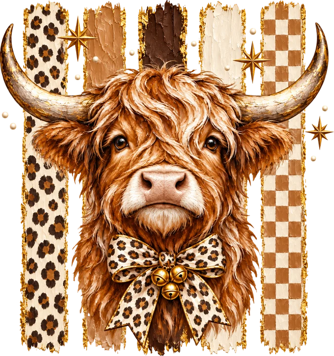Highland Cow with Bow DTF Transfer