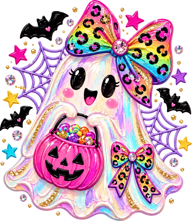 Cute Ghost with Bow DTF Transfer