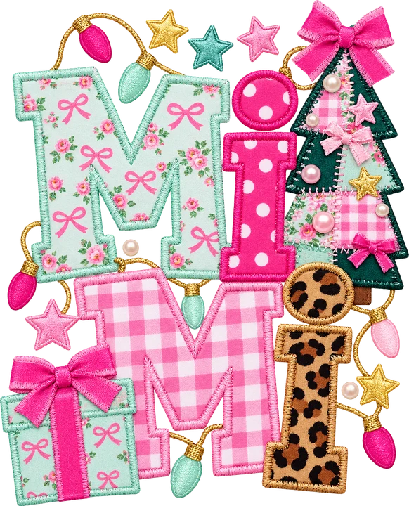Mimi Christmas Letters DTF Transfer