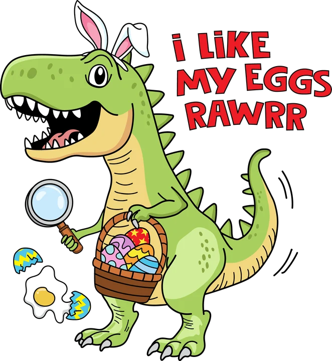 Dinosaur with Easter Basket DTF Transfer