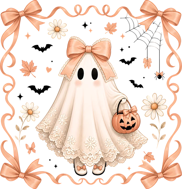 Cute Ghost with Pumpkin DTF Transfer
