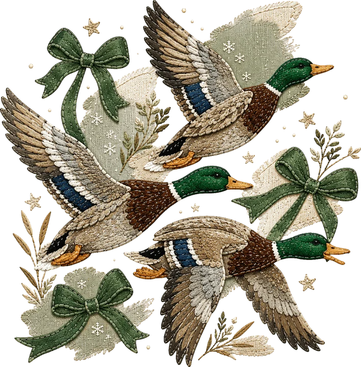 Flying birds with Bow Decor DTF Transfer