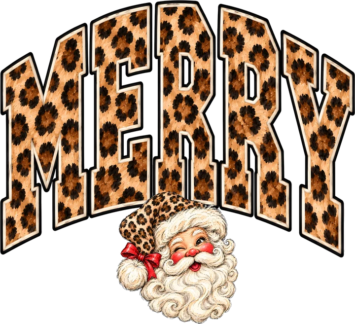 Leopard Print Merry Christmas DTF Transfer