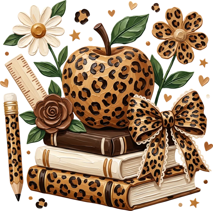 Leopard Print School Supplies DTF Transfer