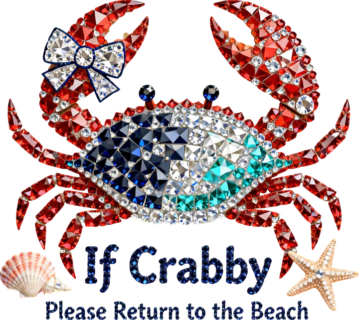Crabby Crab with Bow DTF Transfer