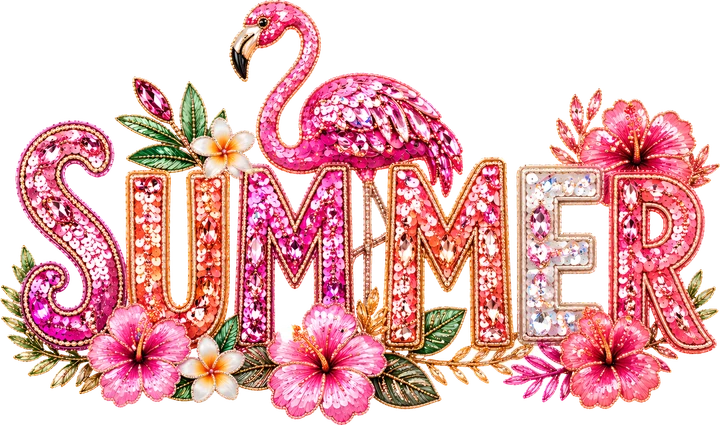 Summer Flamingo Floral DTF Transfer